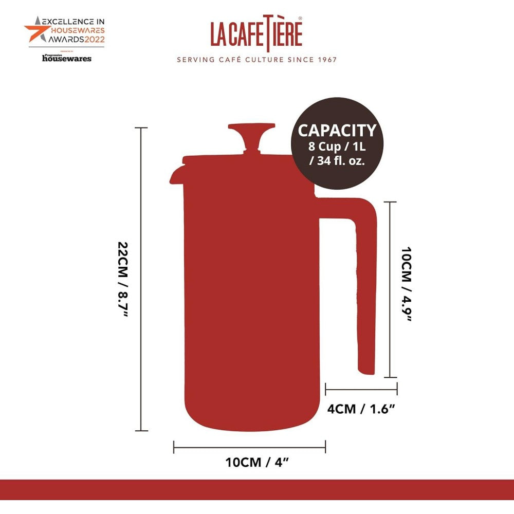 La Cafetière Pisa Cafetière 8-Cup 1L, Large French Press Coffee Maker
